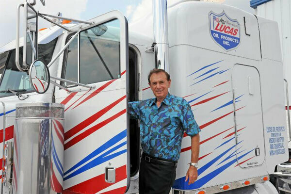 Forrest Lucas in his commercial truck